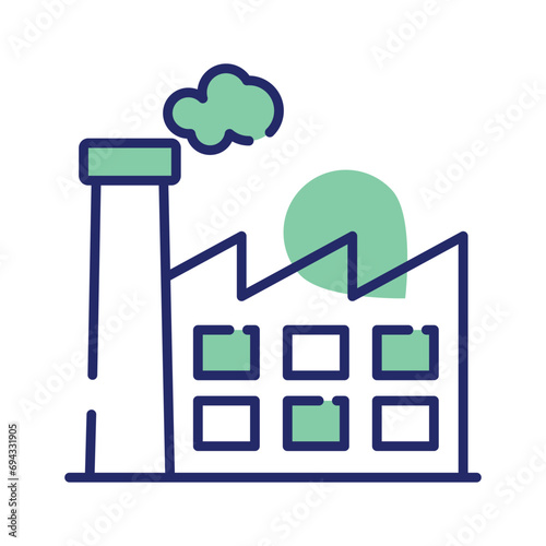 Manufacturing Plant, building with chimney showing concept icon of power plant or industry vector