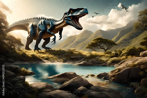 dinosaur in the mountains photo