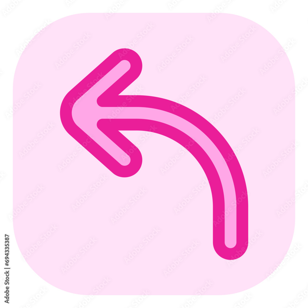 Vector turn left arrow chevron icon. Black, white background. Perfect for app and web interfaces, infographics, presentations, marketing, etc. Vector turn left arrow chevron icon. Black, white background. Perfect for app and web interfaces, infographics, presentations, marketing, etc.