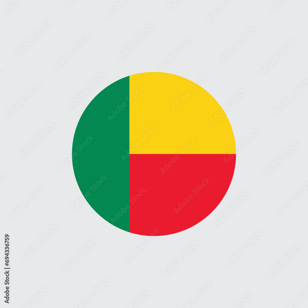 Benin flag round icon, badge or button. National symbol of Benin. Vector illustration. Benin flag round icon, badge or button. National symbol of Benin. Vector illustration.