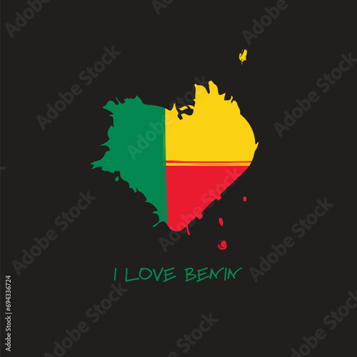 Benin grunge flag heart design. Vector illustration.