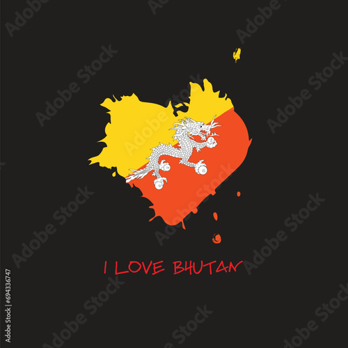 Bhutan grunge flag heart design. Vector illustration.