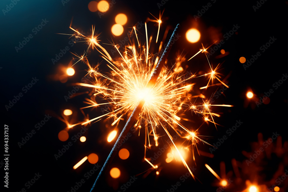 Naklejka premium Festive Sparkle: Nighttime Bengal Fire