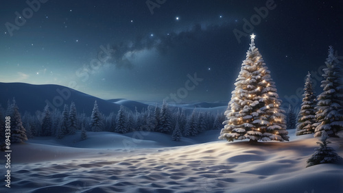 winter landscape with christmas tree © Maksym