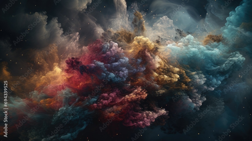 3D abstract background with smoke and colorful splashes 3D abstract background with smoke and colorful splashes