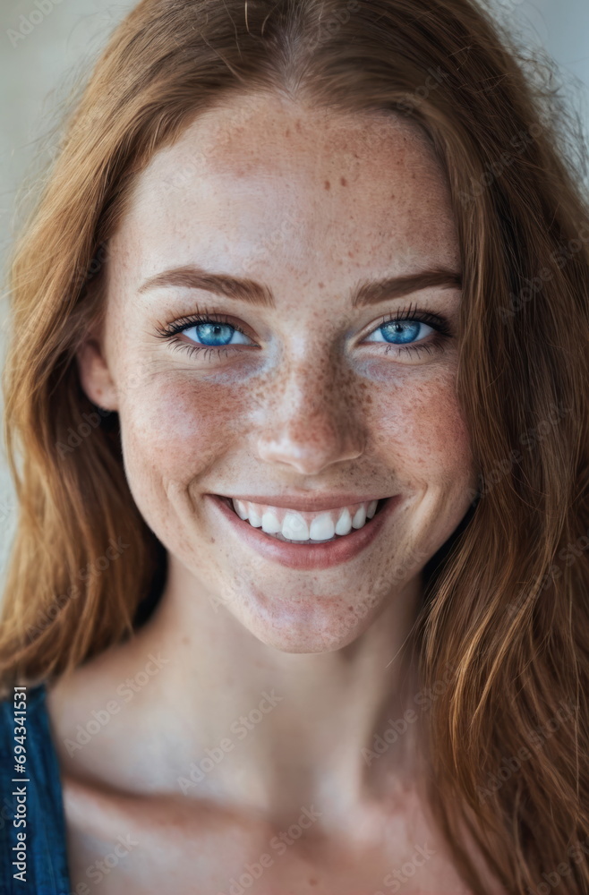 Portrait of a beautiful red-haired woman.Freckles, blue eyes.Close-up.Authentic appearance.Fashion glamour art. Portrait of a beautiful red-haired woman.Freckles, blue eyes.Close-up.Authentic appearance.Fashion glamour art.
