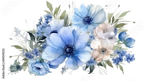 Poppy Flowers on White Background: 4K Realistic Lighting  photo