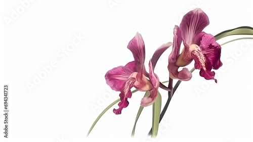 Watercolor Flowers: Orchid Isolated on White photo