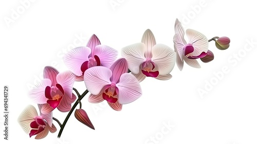 Watercolor Flowers: Orchid Isolated on White