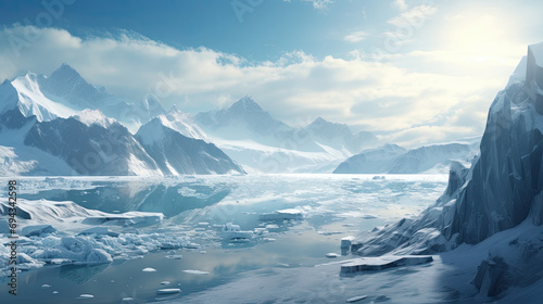Illustration of an icy landscape of the earth's pole. © Robert