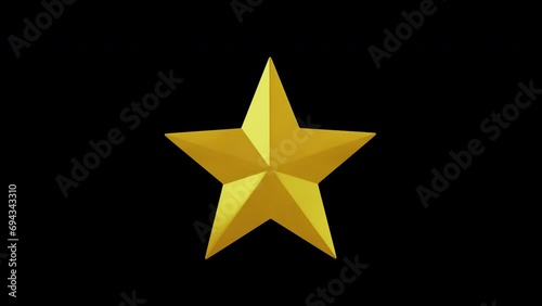 Five golden stars rating Animation turntable seamless loop 4k, alpha channel.