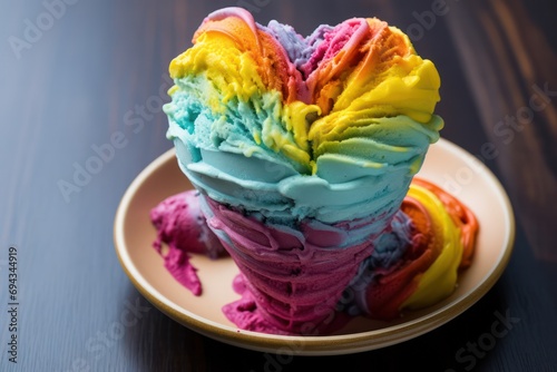 cupcakes with rainbow cream on a plate