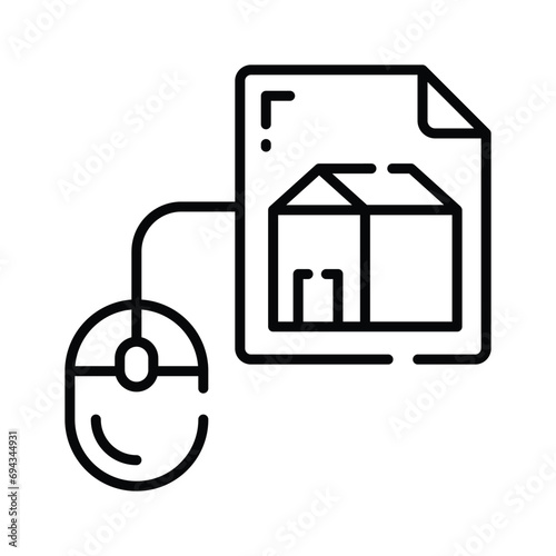 Home design on paper with mouse showing concept icon of home architecture, architectural design