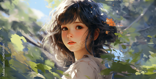 portrait of a person, anime muscle girl, cute girl, anime background