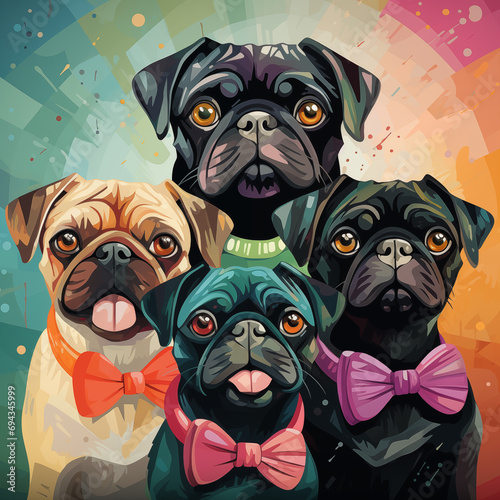 A cute pug dog colourful pattern AI Generated © Khet
