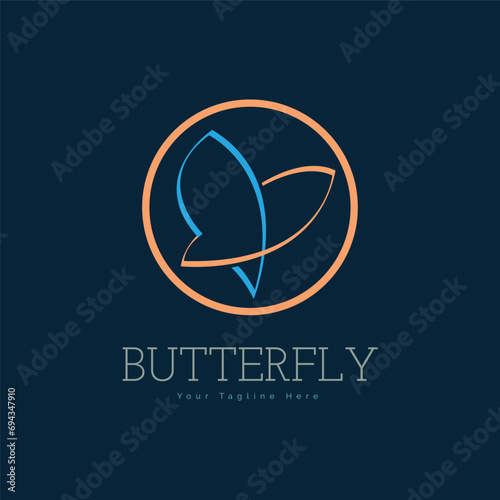 butterfly modern line logo template design for brand or company and other