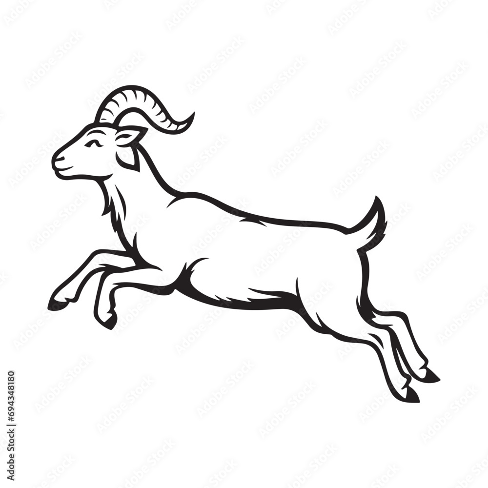 Goat silhouette icon symbol logo black design vector illustration isolated on white background.
