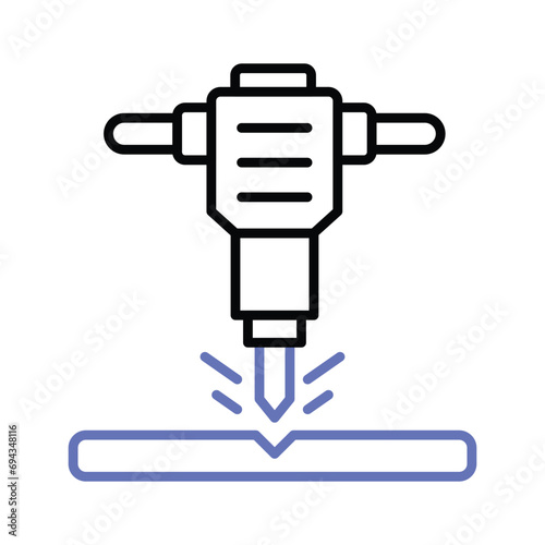 Jackhammer icon design, electric drilling constructional machine