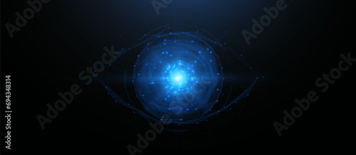 Digital eye. Cyber Security. Futuristic, technology eye display concept. Low polygonal and wireframe style. Vector illustration