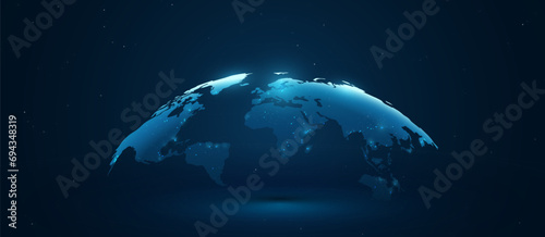 World map. Global network technology connection. Vector illustration photo