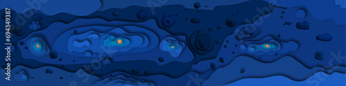 Ocean, sea, water, ecology. Layered papercut vector illustration. Poster and banner for print