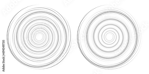 Halftone circular dotted frame set. Circle dots isolated on white background. Logo design element for medical, care, cosmetics. Round the border using halftone circle dots arts