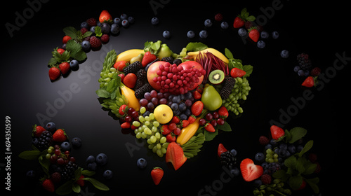 Vegetables in the shape of a heart. Healthy and eco food for diet. Vegetables love photo