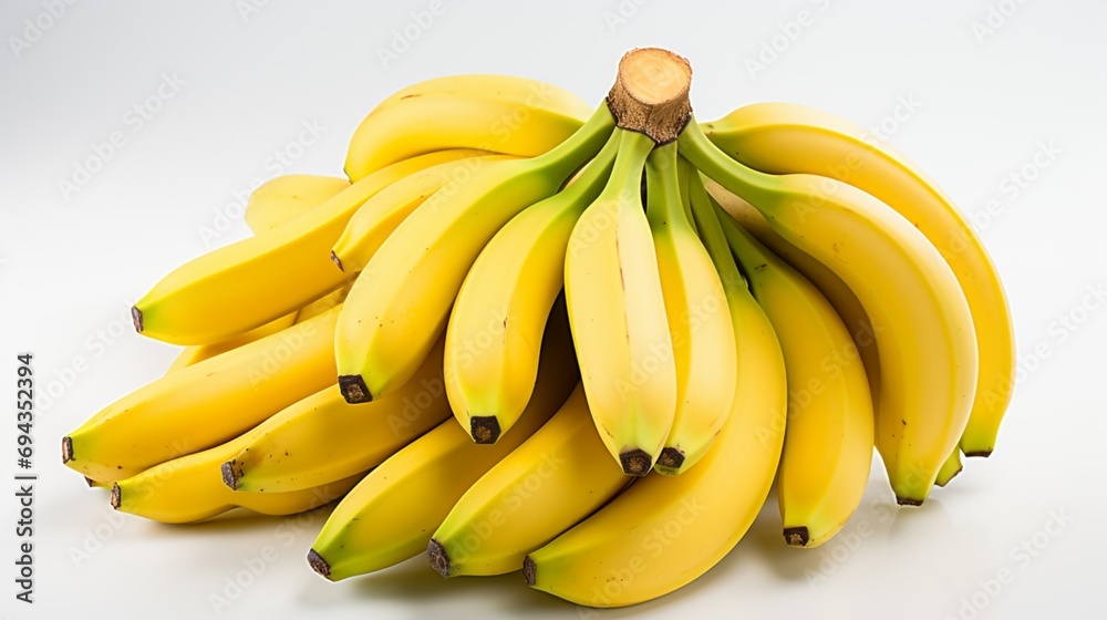 Bunch of bananas on a plain white backdrop