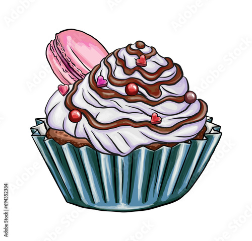 sweet mouthwatering dessert, romantic date, digital printing, t-shirt design, stickers