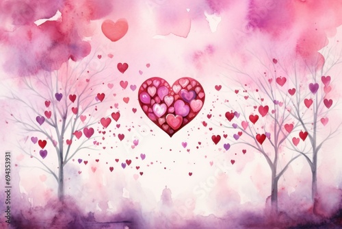 Watercolor Valentine s background