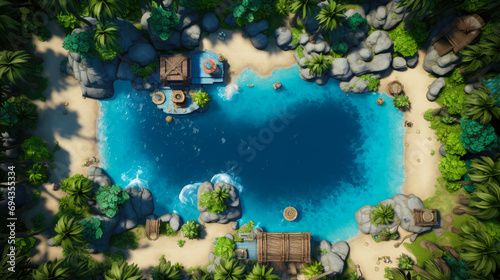 top view of the summer sea and beach generated by AI