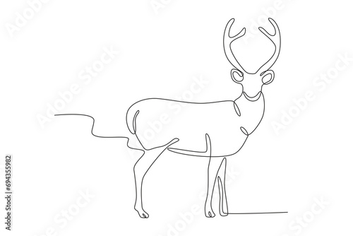 A deer with its beautiful antlers. Deer one-line drawing