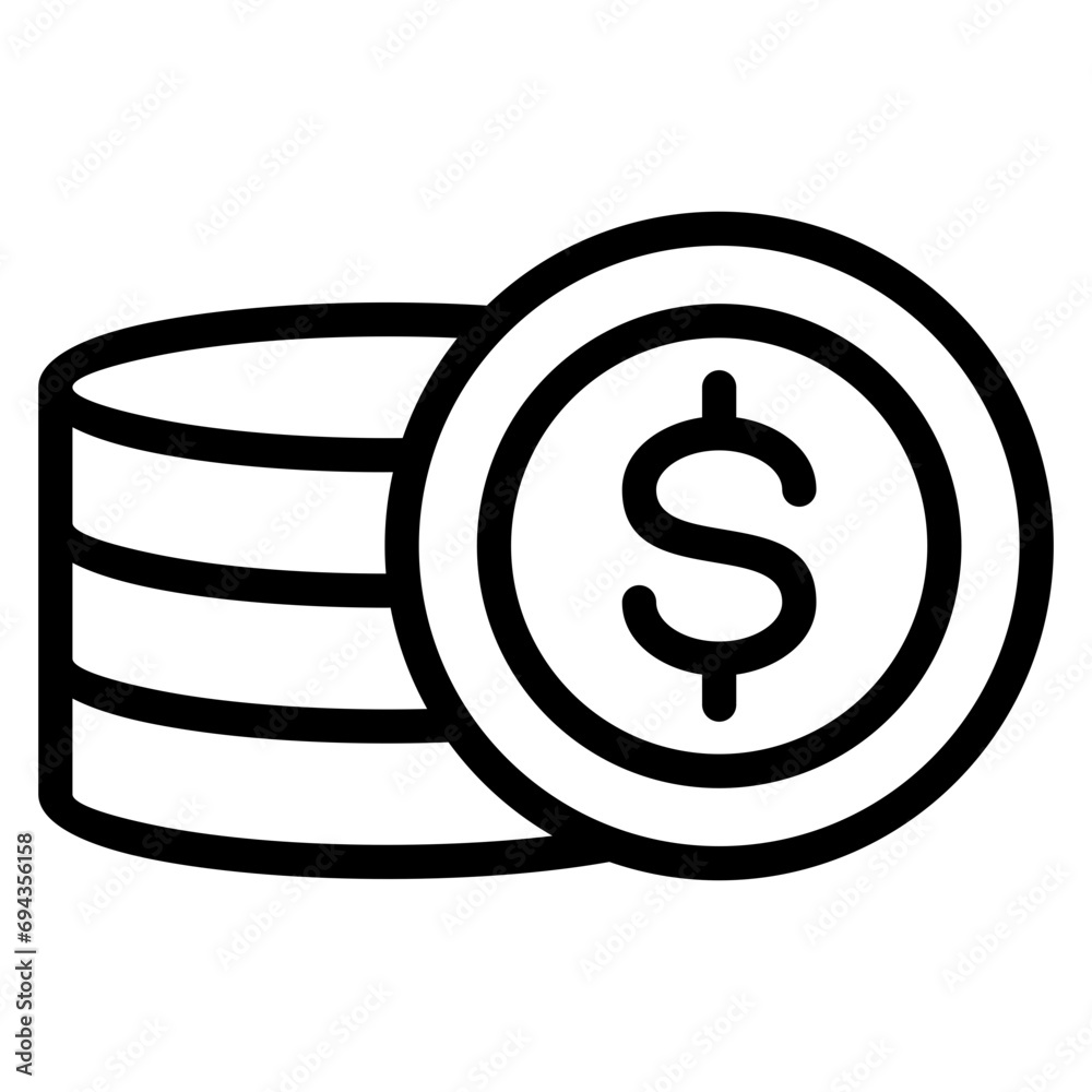 Coin Outline Icon.