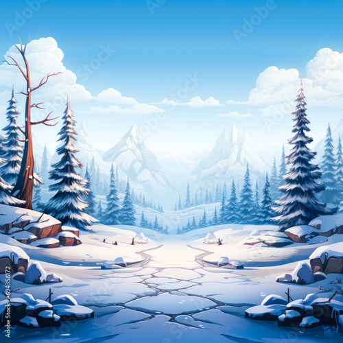Winter forest with lot's of snow and space for some elements generated by AI © Easy
