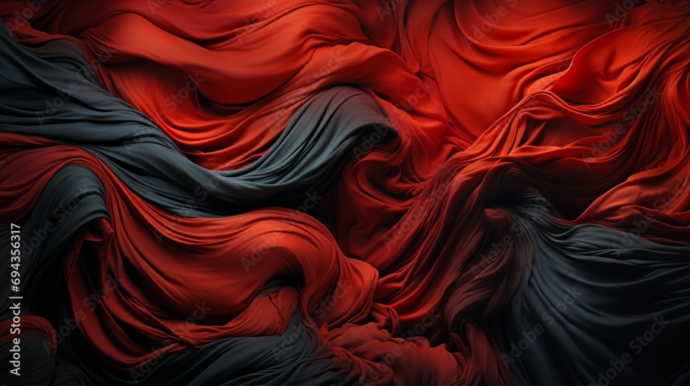 An evocative and dynamic abstract painting, awash in vibrant red and black hues, captures the essence of artistic expression and captures the viewer's attention with its striking use of color