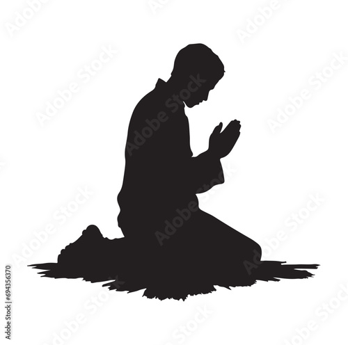 Praying silhouette vector illustration.