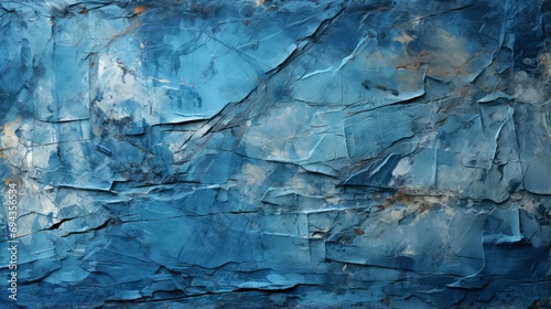 A striking juxtaposition of natural and man-made elements, this abstract image captures the serene beauty of a glacier's blue hues against the crisp white backdrop of a rock wall
