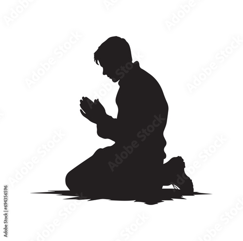 Praying silhouette vector illustration.
