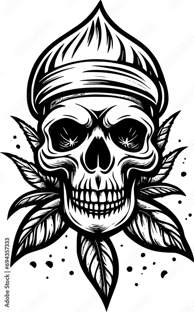 skull and leaf icon