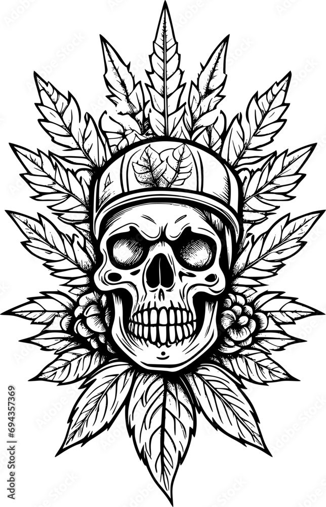 skull and leaf icon skull and leaf icon