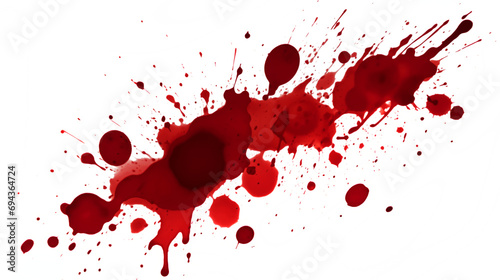 Blood splashes. Smudges and splashes of red liquid on a white background. Red ink splatters and drips.