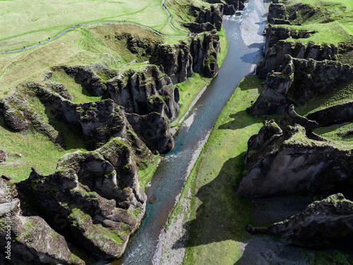 Aerial photography of canyon, in Iceland