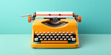 
bright colored retro typewriter on a bright background isolated.