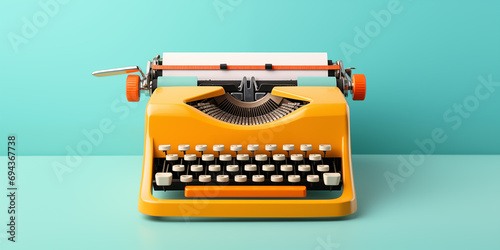 
bright colored retro typewriter on a bright background isolated. photo