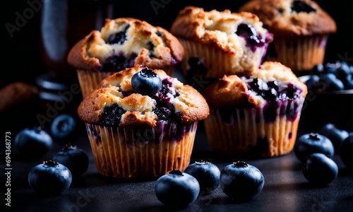 blueberry muffins with chocolate, generative ai