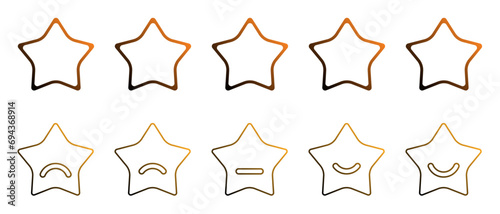 Five stars line icon design with different expressions  customer review concept on web