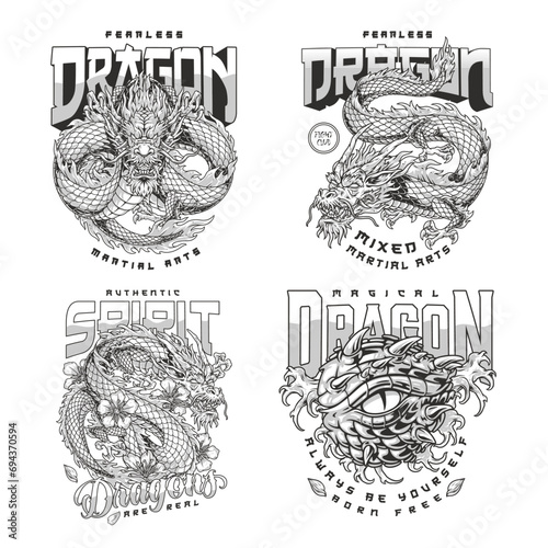 Fearless dragon monochrome set sticker