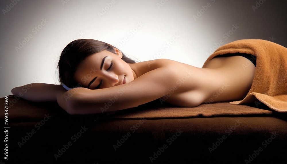 Beautiful young woman at the spa. Beauty Treatment. Beautiful Young Healthy Caucasian Girl relaxes before massage in Spa Salon. Body Care. Skin Care, Health, Well-being. Beautiful young woman at the spa. Beauty Treatment. Beautiful Young Healthy Caucasian Girl relaxes before massage in Spa Salon. Body Care. Skin Care, Health, Well-being.