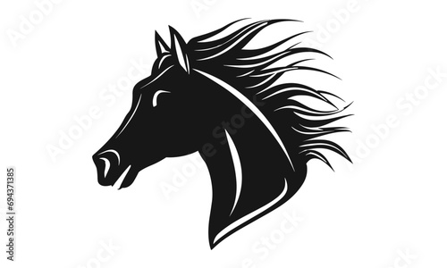  Sleek Noir HORSE  Captivating Stylized Black Silhouette Vector Design 