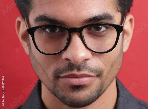Latin male software engineer, IT worker, systems engineer expert/specialist wearing glasses, face closeup. © D'Arcangelo Stock